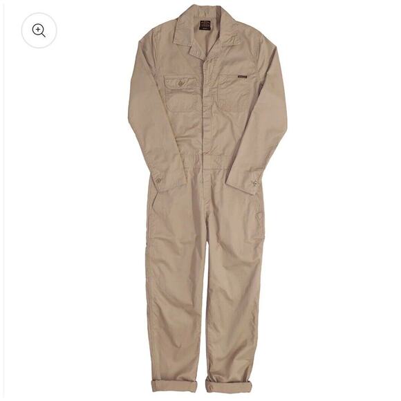 NWT Civilianaire Tan Khaki Zip-Front Long Sleeve Utility Pockets Jumpsuit XS - Picture 1 of 15